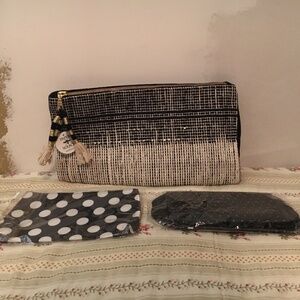 NWT Paper Source fold over clutch w/2 new unbranded pencil & cosmetic bag bundle